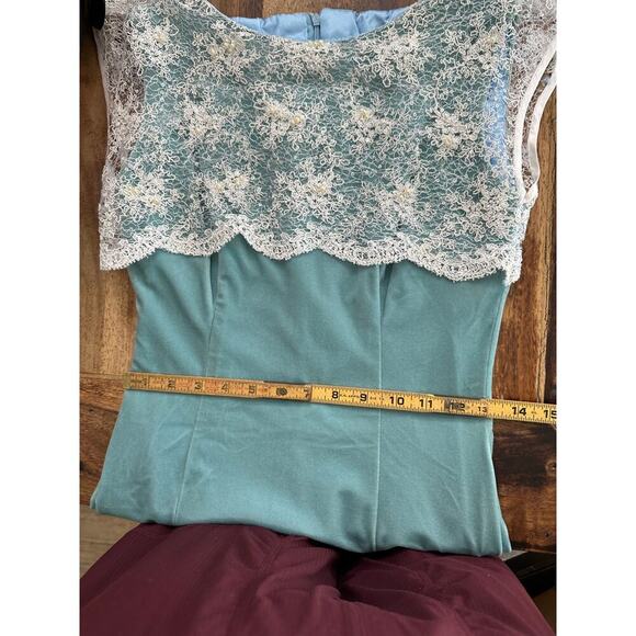 Zangtoi Women's Green & White Embroidered Sleeveless Shift Mini Dress Size - Picture 13 of 16